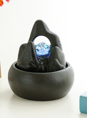 新中式招财金蟾流水摆件陶瓷喷泉办公室桌面家居小型开业乔迁礼品