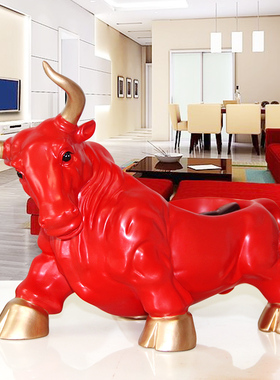 入户门口鞋柜上放钥匙收纳盒创意轻奢玄关办公室牛摆件招财装饰品