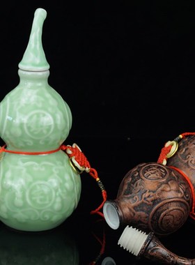 开盖陶瓷葫芦摆件厨房在西北方乾位男主人补角葫芦客厅玄关装饰