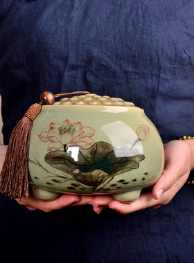 中秋礼品陶瓷储藏罐新中式禅意家居客厅博古架装饰工艺品茶室摆件