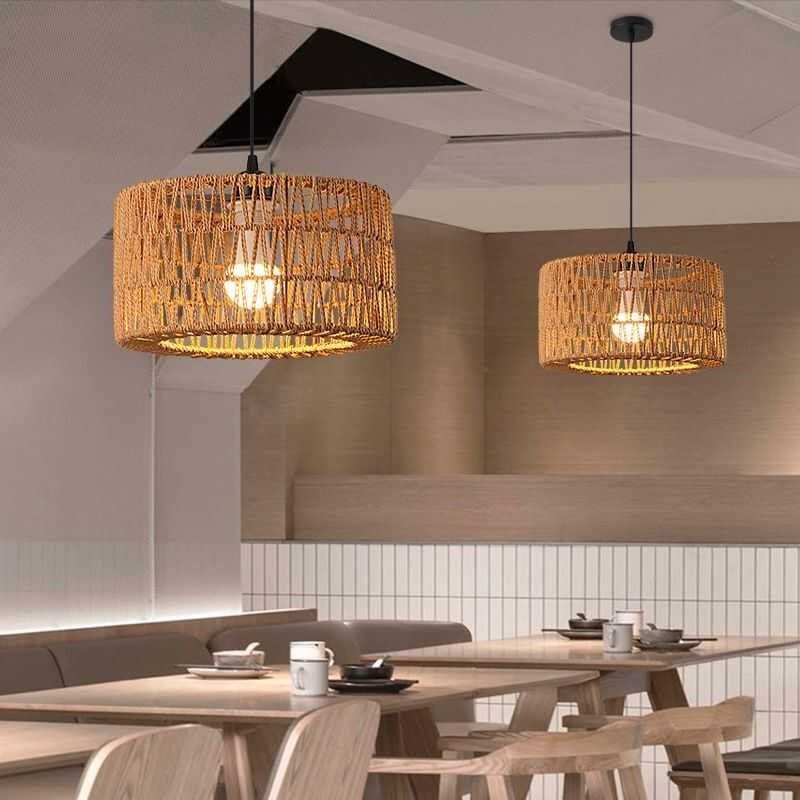 侘寂风麻绳吊灯简约创意卧室客厅灯编织灯罩日式复古民宿餐厅灯具,淘宝优惠券,粉丝福利购,淘宝优惠卷