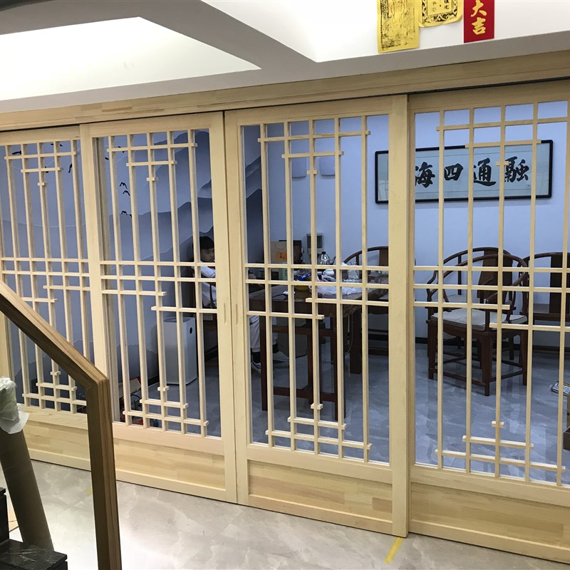 日式榻榻米推拉门隔断格栅实木移门格子门障子门和室门纸门定制做 - 图2