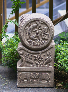 中式仿石门墩石鼓别墅户外大门口镇宅家用招财抱鼓石庭院装饰摆件