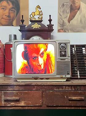 可以播放的黑白电视机老式708090年代复古怀旧摆件装饰道具古董