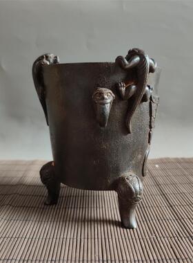 铸铁火煮热水烧烤取暖炭温酒炉雅居客厅茶舍摆件老铁器物件老怀旧