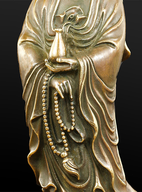 铜观音菩萨圣像佛像站莲花摆件中式工艺礼品摆饰观世音娘娘铜像装