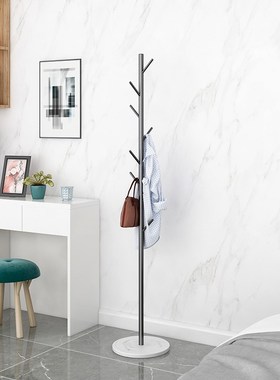 轻奢铁艺衣架落地卧室家用置物架衣服简易衣帽架大理石挂衣架网红