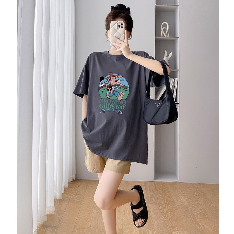 大码孕妇装夏季套装短袖t恤上衣宽松休闲中长款百搭时尚短裤200斤,淘宝优惠券,粉丝福利购,淘宝优惠卷