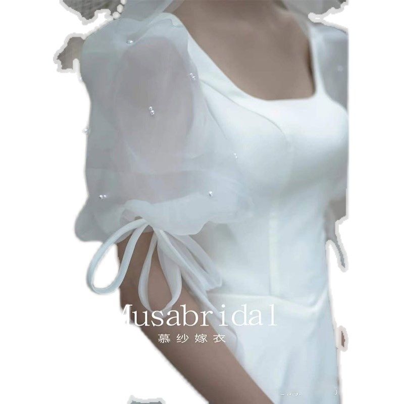 大码轻婚纱2024新款胖MM新娘200斤缎面旅拍出门纱登记领证小拖尾,淘宝优惠券,粉丝福利购,淘宝优惠卷