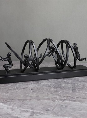 现代简约黑色体操组合样板房售楼部卧室客厅餐厅书房桌面玄关摆件