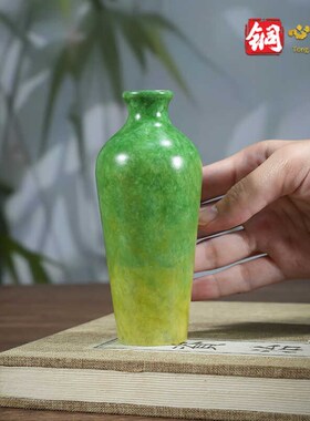 铜摆件《春色满园》客厅桌面装饰品 黄铜工艺品 干花插花花瓶摆设