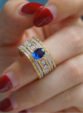 时尚复古气质拉丝工艺新款轻奢宫廷设计感戒指高端小众女戒