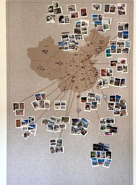 地图旅行照片墙毛毡板展示墙装饰配件拼图幼儿园环创墙上墙面自粘
