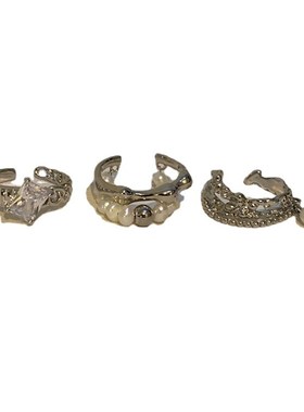 韩国气质甜美温柔珍珠戒指女冷淡风复古流苏链条叠戴指环食指戒子