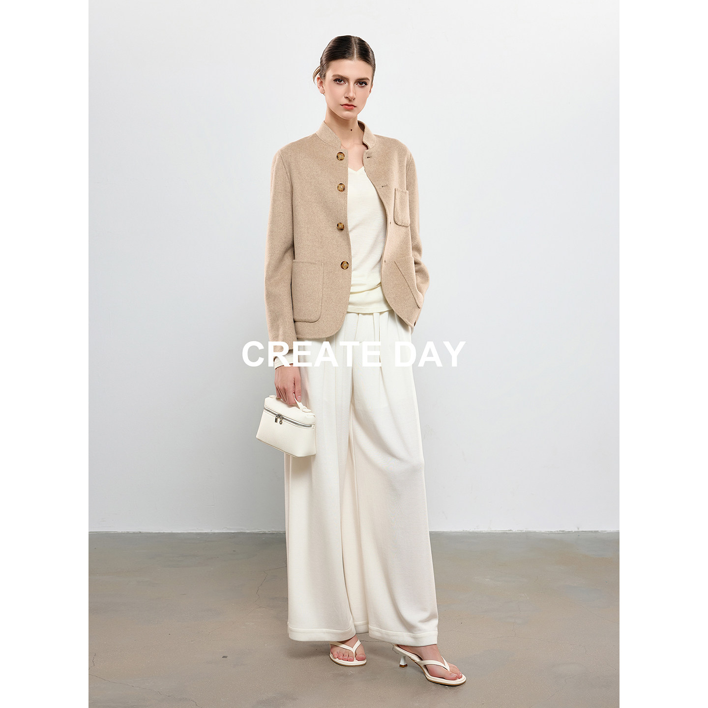 CREATE DAY LP家 20%桑蚕丝新中式夹克女秋冬绵羊毛短款毛呢外套,淘宝优惠券,粉丝福利购,淘宝优惠卷