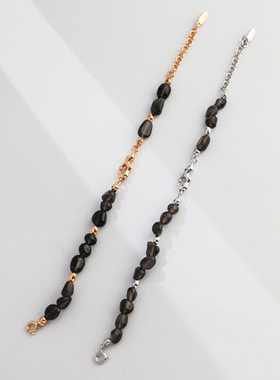 纯银黑曜岩手链