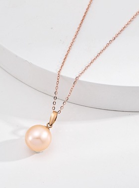K金粉色珍珠项链
