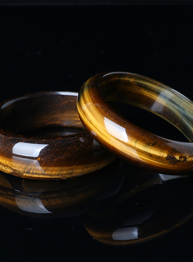 一宝水晶 天然虎眼石手镯虎睛石男女情侣款饰品礼物送鉴定