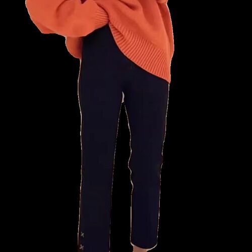 夏季新款黑色直筒牛仔裤女大码显瘦胖mm梨形身材高腰弹力烟管裤子 - 图2