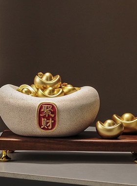 新中式创意招财猫聚宝盆摆件家居装饰品客厅屏风酒柜摆设乔迁礼物