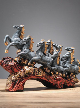 中式客厅玄关马摆件马到成功生肖马工艺品办公室桌书房装饰品礼物