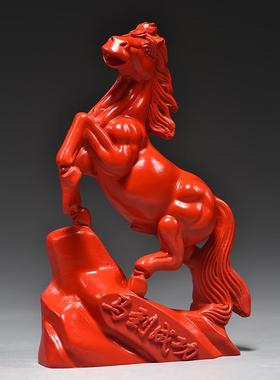 天然原矿真朱砂枣红色马摆件十二生肖立马到成功补火吉祥物装饰品