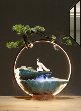 创意中式喷泉循环流水摆件家居客厅办公室雾化加湿器乔迁开业礼品