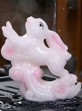 十二生肖兔家居摆件创意客厅办公室茶室桌面装饰摆件茶宠可养变色