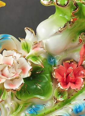 创意鱼摆件葫芦白菜陶瓷装饰品客厅家居酒柜电视柜结婚礼物工艺品