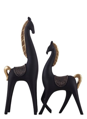 北欧创意母子黑马动物摆件家居装饰工艺品客厅电视柜摆设礼物礼品