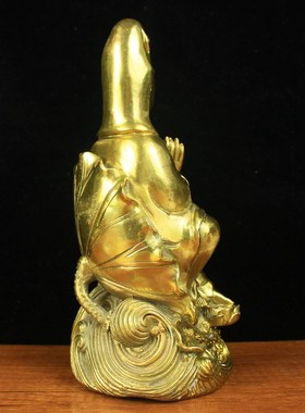 纯铜荷叶观音大慈大悲观世音菩萨铜像摆件佛光荷叶观音摆设