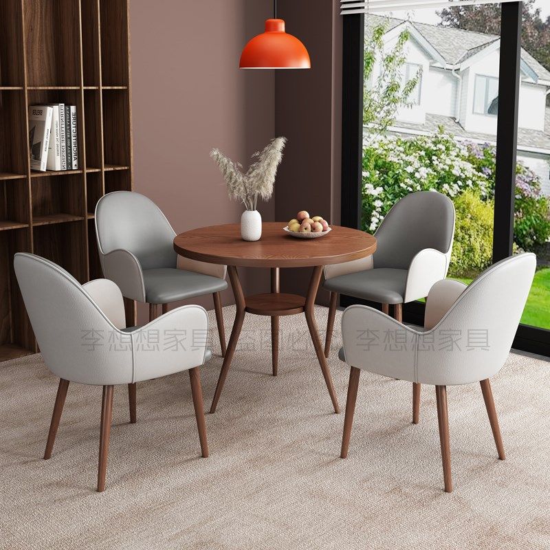 岩板洽谈桌椅组合售楼处实木纹商务酒店休闲椅展厅休息区接待圆桌,淘宝优惠券,粉丝福利购,淘宝优惠卷