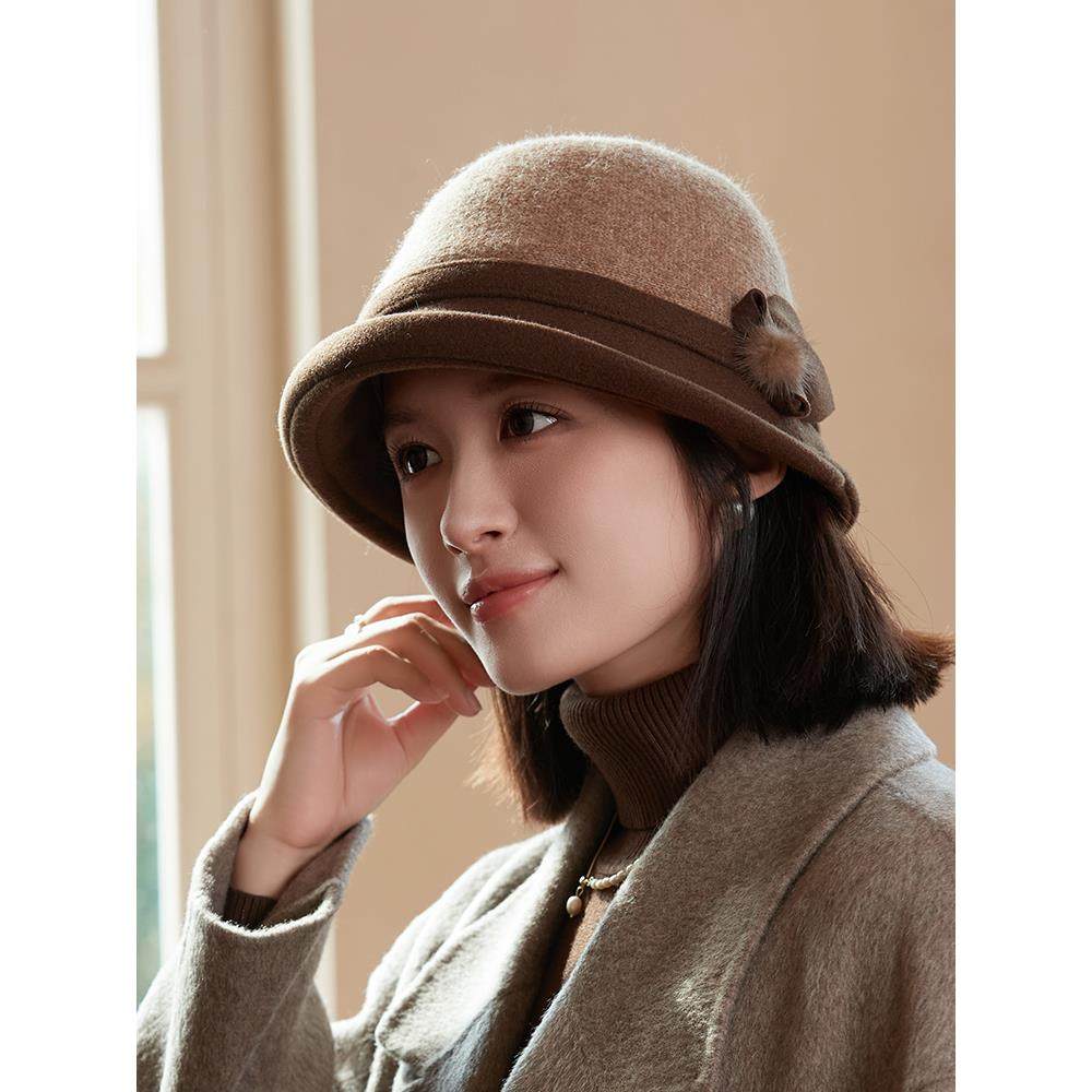 时尚百搭翘檐盆帽女士民国风复古气质百搭时尚渔夫帽子秋冬天保暖,淘宝优惠券,粉丝福利购,淘宝优惠卷