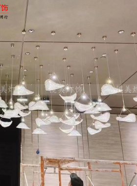 酒店会所售楼部创意艺术型橱窗大型吊饰新中O式装饰餐厅空中挂饰