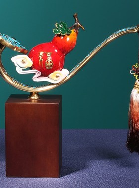福气满满 全铜葫芦o如意摆件工艺品客厅摆饰高端礼物乔迁新居礼品