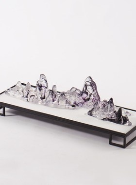 新中式禅意陶瓷假山沙盘摆设酒店样板房客厅玄关书房软装饰品摆件