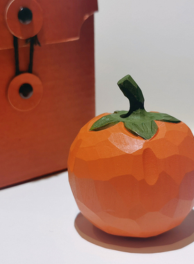 柿子摆件好柿将至手工木雕桌面车载摆件情人节创意送男女朋友礼物