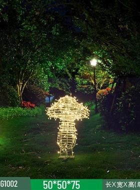 户外不锈钢铁艺镂空蘑菇雕塑仿真植物发光摆件公园林小区草坪装饰