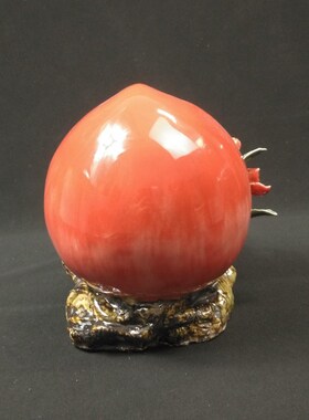 大红寿桃 创意陶瓷工艺品摆件 石湾公仔家居饰品客厅桌面摆设送礼