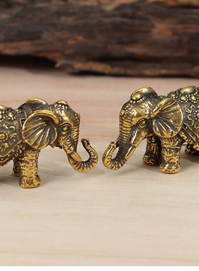 铜工艺品铜大象一对家居装饰品办公桌铜象摆件茶宠开业礼品