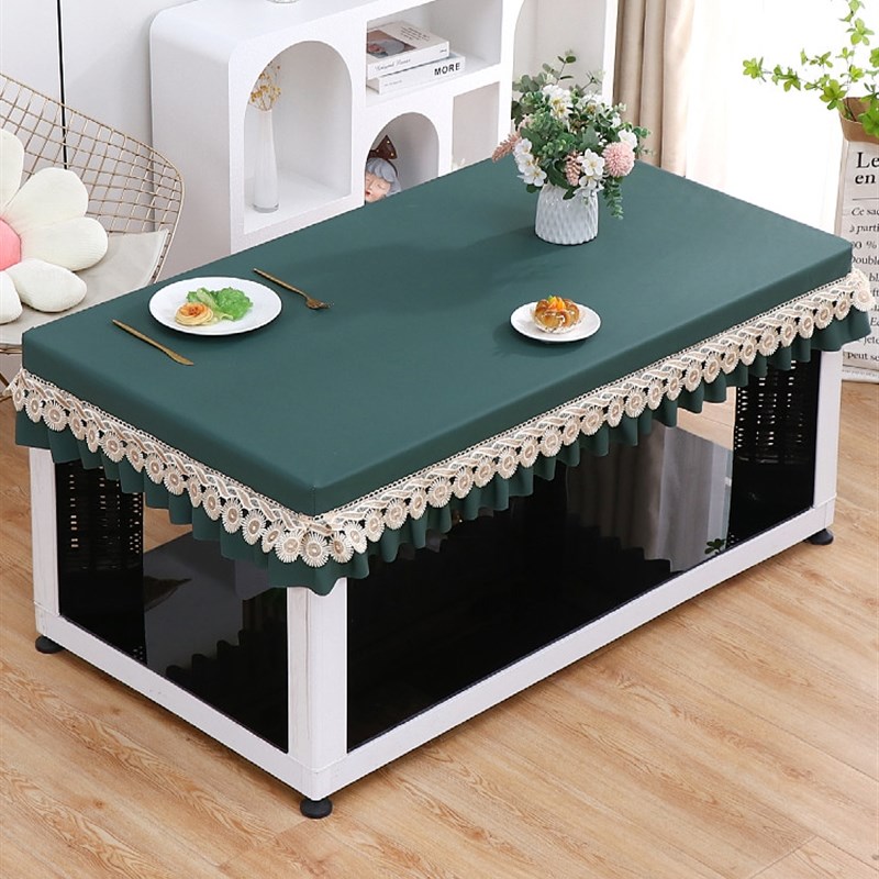 PU皮烤火桌防水防油皮罩长方形电炉茶几皮套电暖炉免洗桌布套桌垫 - 图2