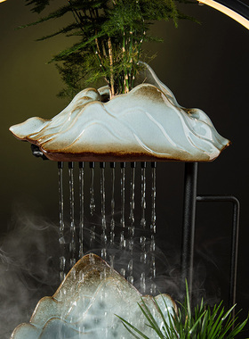 喷泉流水器摆件陶瓷摆设家居饰品玄关办公室装饰雾化加湿开业送礼