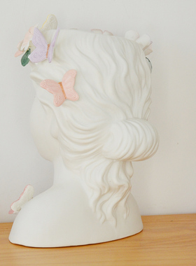 北欧少女创意陶瓷花瓶桌面u摆件客厅电视柜玄关家居装饰品朋友送