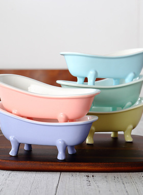 陶瓷迷你浴缸摆件创意宠物浴室餐厅用品粉色模型摆设小浴缸摆件