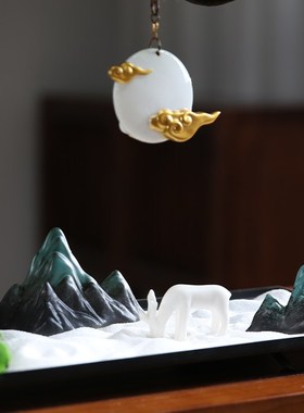 新中式迎客松玄关桌摆件轻奢盆景客厅电视柜装饰酒店办公室微景观