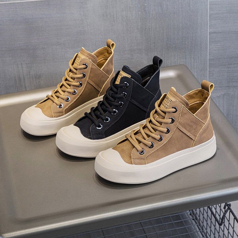 真皮复古短靴女2024秋冬季新休闲马丁靴加绒厚底大码41-43高帮鞋,淘宝优惠券,粉丝福利购,淘宝优惠卷