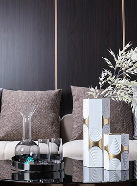 现代简约透明水晶玻璃酒具酒杯瓶套装售楼处餐桌酒柜软装饰品摆件