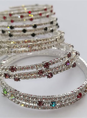 舞台满水钻多层开口细绕圈弹性手环多圈拍照表演成人儿童手镯道具