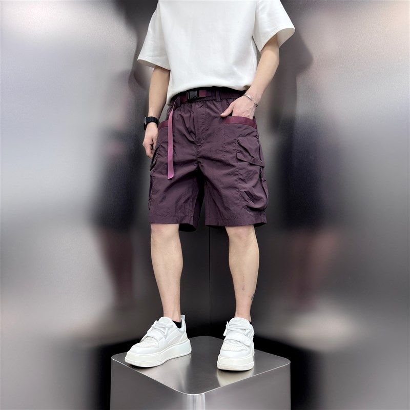 2025夏季新款工装短裤户外速干运动五分裤宽松直筒腰带设计沙滩裤,淘宝优惠券,粉丝福利购,淘宝优惠卷