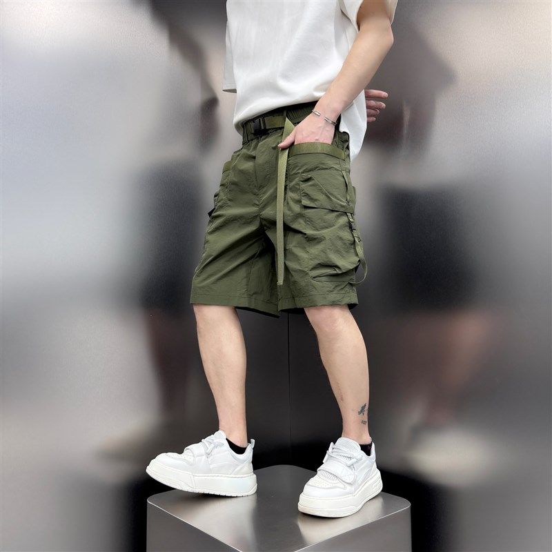 2025夏季新款工装短裤户外速干运动五分裤宽松直筒腰带设计沙滩裤,淘宝优惠券,粉丝福利购,淘宝优惠卷